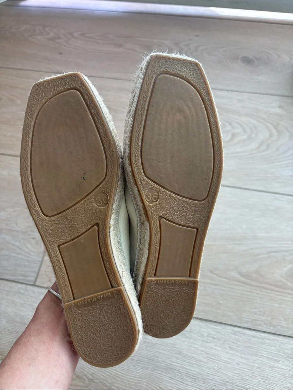 INTENTIONALLY BLANK Cream Leather Espadrille Mule with Buckle Strap